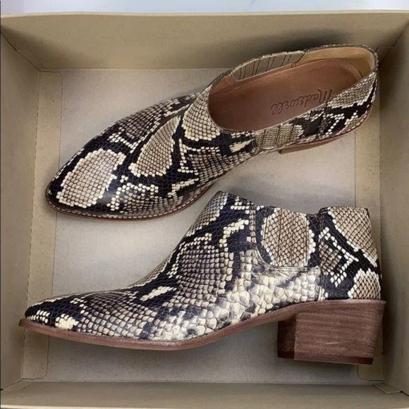 Madewell Sonia Low Leather Snakeskin Chelsea Boot - Picture 1 of 12